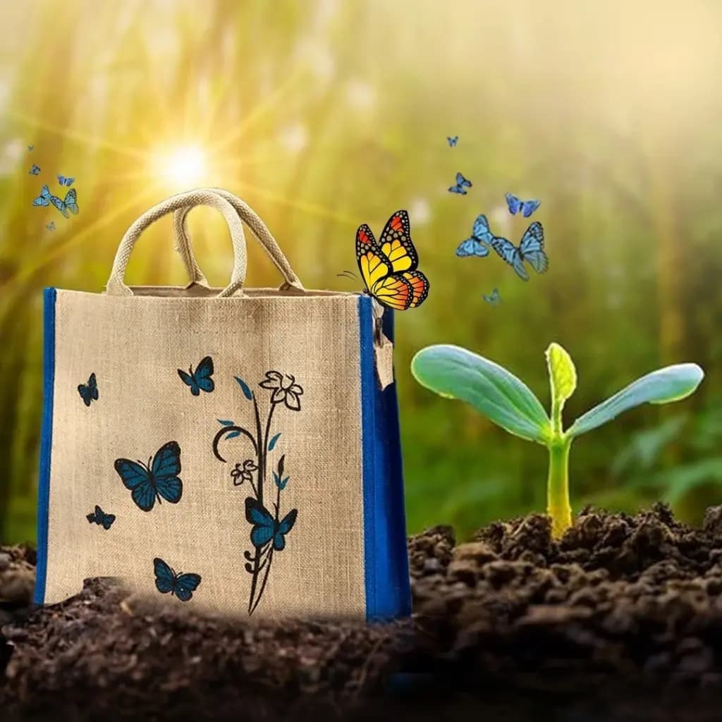 Artisan crafting jute bags